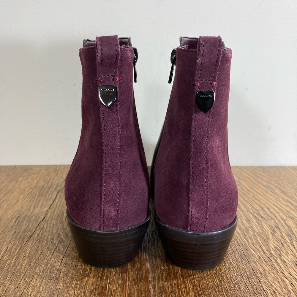 Coach Carmen Ankle Boot Warm Oxblood Suede/Leather Women’s Size 9B - Picture 4 of 11